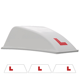 White Aero Roof Sign with L-plates Applied